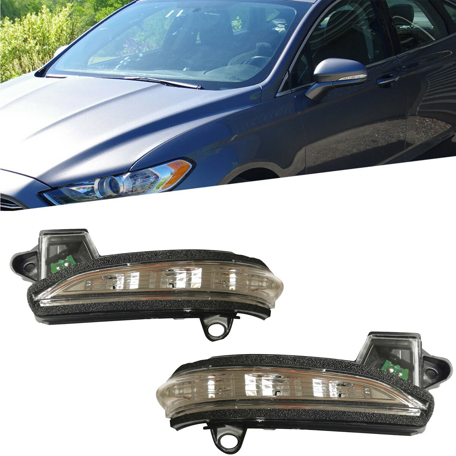 

Right Passenger / Left Driver Side For 2013-2020 Ford Fusion LED Side Mirror Indicator Turn Signal Blinker Light Lamp