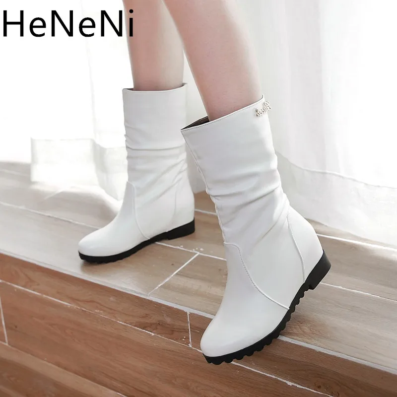 Women PU Leather Mid calf Wedge Boots Woman Classic round head Martin short Boot Female Shoes Bota Mujer 2019 winter New 32 41
Women PU Leather Mid calf Wedge Boots Woman Classic round head Martin short Boot Female Shoes Bota Mujer 2019 winter New 32 41