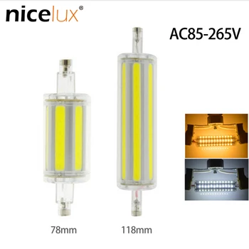 

1pcs Disembark COB R7S LED Lamp 8W 12W 78mm 118mm AC85-265V Warm white LED R7S Gloeilamp Vervangen Halogen Spotlight