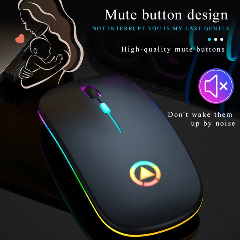 Bluetooth Mouse Wireless 1600 DPI 2.4GHz Wireless Mouse for Computer Mouse Backlight Colorful Glowing Office Mouse Chargeable
Bluetooth Mouse Wireless 1600 DPI 2.4GHz Wireless Mouse for Computer Mouse Backlight Colorful Glowing Office Mouse Chargeable