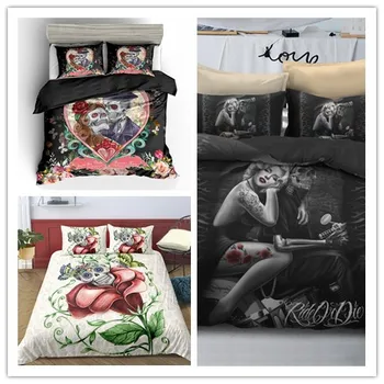 3D Colorful Skull Printing Bedding Sets Multiple Flowers And Couple Printing Soft Skull Bedding Sets with Pillowcase
3D Colorful Skull Printing Bedding Sets Multiple Flowers And Couple Printing Soft Skull Bedding Sets with Pillowcase