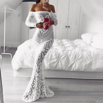 White Sequined Off The Shoulder Hollow Out Floor Length Party Dress Full Sleeved Maxi Dress Floor Length Lining Dress
White Sequined Off The Shoulder Hollow Out Floor Length Party Dress Full Sleeved Maxi Dress Floor Length Lining Dress