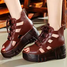 Sandals Women's Gladiators Cow Leather Ankle Boots Summer Platform Creepers Punk Goth Oxfords Open Toe
Sandals Women's Gladiators Cow Leather Ankle Boots Summer Platform Creepers Punk Goth Oxfords Open Toe