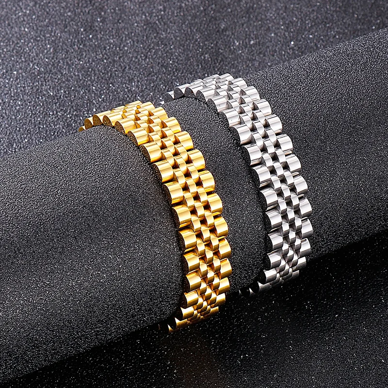 Luxury Gold Color Watch Strap Chain Bracelet Men 316L Stainless