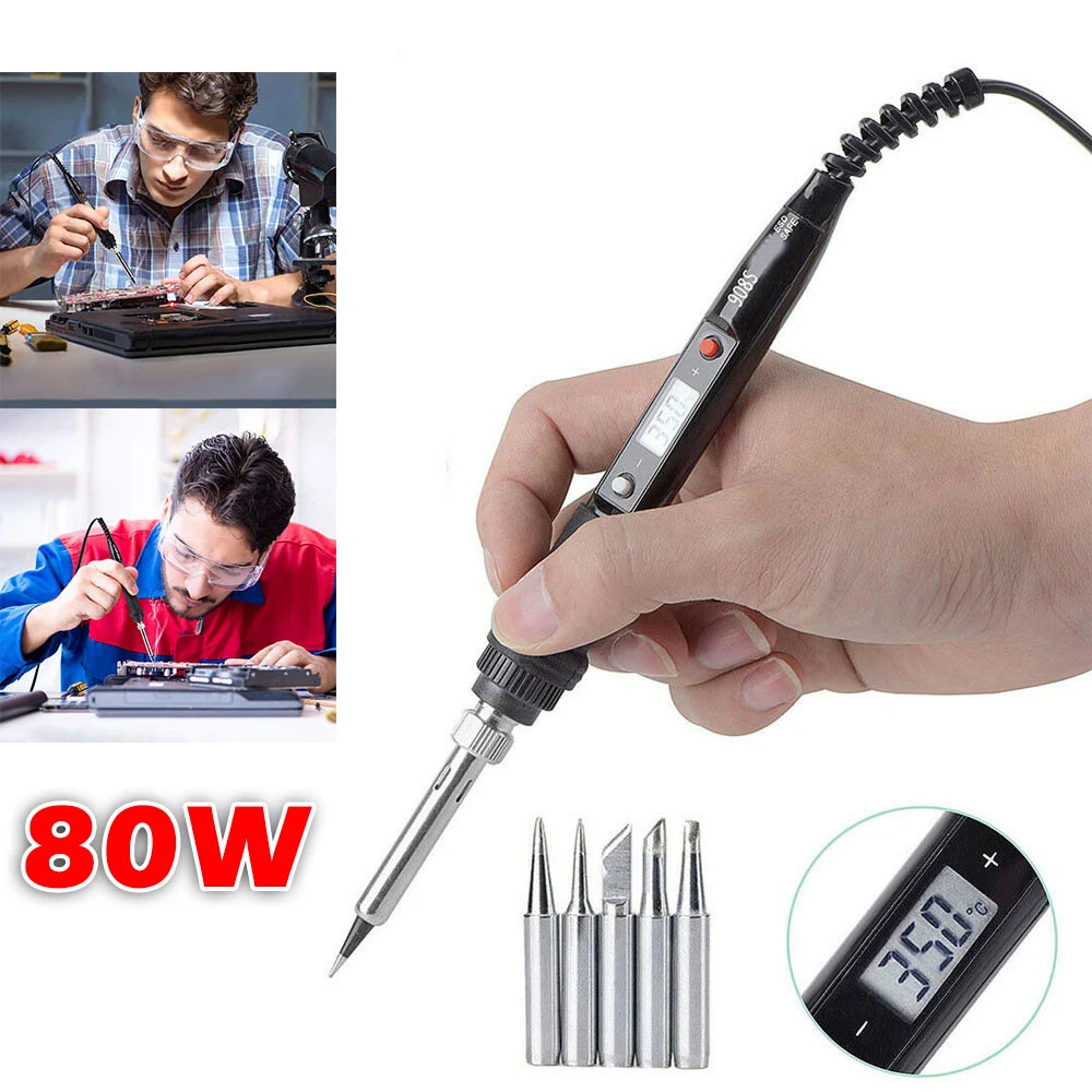 80W Electric Soldering Iron Soldering Pen LCD Digital Adjustable Temperature AC110V-240V Welding Repair Rework Welding Iron Tool
80W Electric Soldering Iron Soldering Pen LCD Digital Adjustable Temperature AC110V-240V Welding Repair Rework Welding Iron Tool
