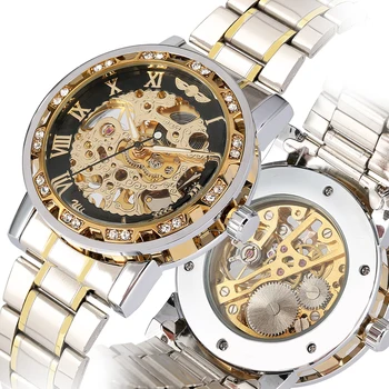 Diamonds Case Hand-Winding Mechanical Watch Male Watches Men Stainless Steel Band Wristwatch Luminous Pointers horloges mannen
Diamonds Case Hand-Winding Mechanical Watch Male Watches Men Stainless Steel Band Wristwatch Luminous Pointers horloges mannen