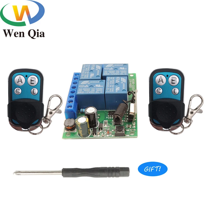 433Mhz Universal Wireless RF Remote Control Switch DC12V 4CH Relay Receiver Module With 2 Remote Controls Transmitter Smart Rome
433Mhz Universal Wireless RF Remote Control Switch DC12V 4CH Relay Receiver Module With 2 Remote Controls Transmitter Smart Rome