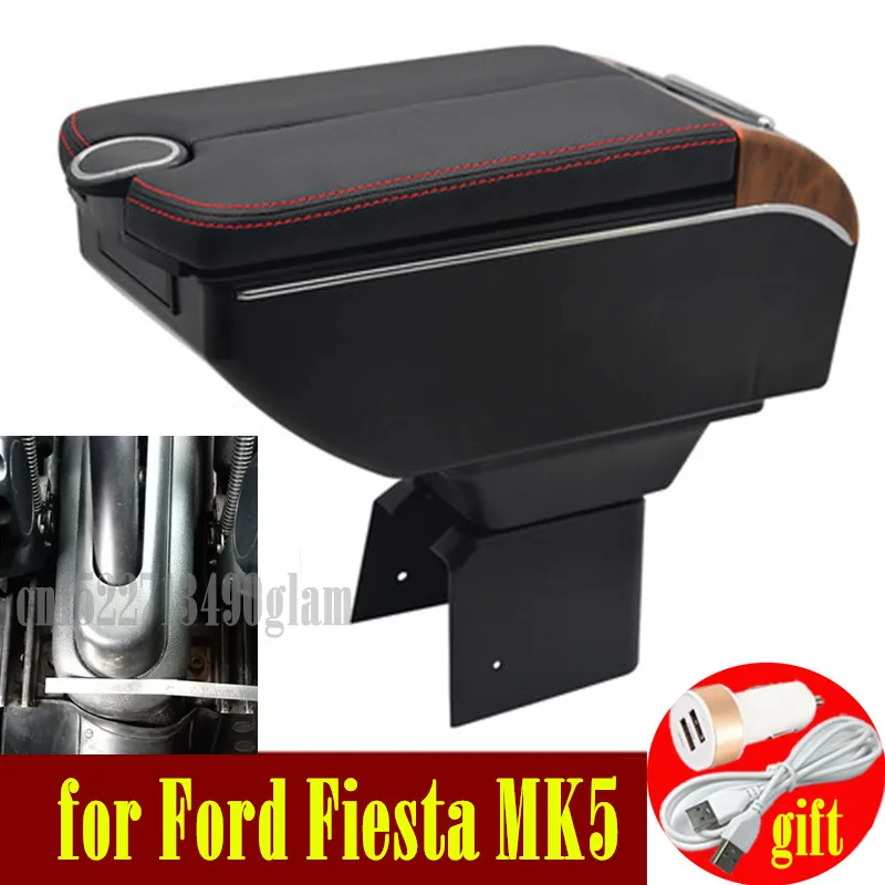 for Ford Fiesta MK5 armrest box Double doors open 7USB Centre Console Storage Box Arm Rest | Автомобили и мотоциклы