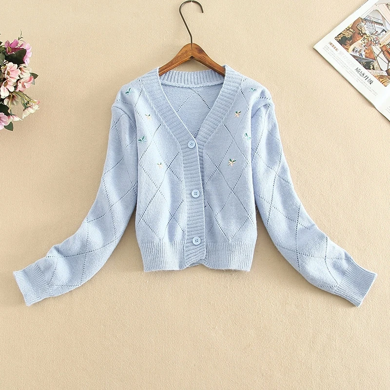 2020 Autumn New Preppy Style Flower Knit Cardigans Sweater Women V Neck Loose Elegant Thicked Pull Femme Print Short Casual Coat
2020 Autumn New Preppy Style Flower Knit Cardigans Sweater Women V Neck Loose Elegant Thicked Pull Femme Print Short Casual Coat