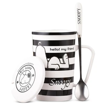 Snoopy 400ML Striped Ceramic Cup Household Ceramic Mug Cartoon Style Office Cup With Spoon Coffee Cup Porcelain Mug Cute Gift 
Snoopy 400ML Striped Ceramic Cup Household Ceramic Mug Cartoon Style Office Cup With Spoon Coffee Cup Porcelain Mug Cute Gift