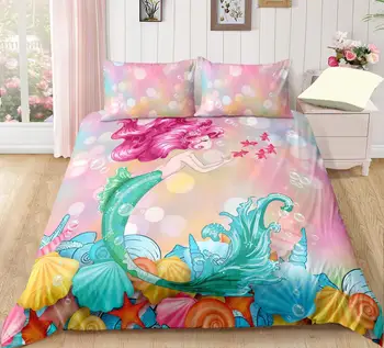 KTLRR Mermaid Duvet Cover Sets,Mermaid Listening to Music Blowing Bubbles Printing Duvet Cover Bedding Sets,100% Microfiber 
KTLRR Mermaid Duvet Cover Sets,Mermaid Listening to Music Blowing Bubbles Printing Duvet Cover Bedding Sets,100% Microfiber