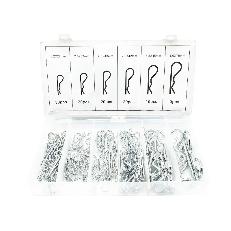 110PC wave cotter pin spring pin galvanized cotter pin B-pin shaft pin latch lock R-pin combination set
110PC wave cotter pin spring pin galvanized cotter pin B-pin shaft pin latch lock R-pin combination set