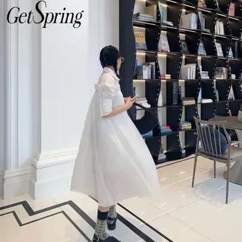 GetSpring Women Dress Half Sleeves White Dress Temperament Retro Long Dresses Loose Leisure Ladies Dresses Black 2020 Fashion
GetSpring Women Dress Half Sleeves White Dress Temperament Retro Long Dresses Loose Leisure Ladies Dresses Black 2020 Fashion