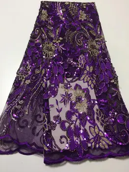 2019 African high quality purple gold sequence French Nigerian sequins net tulle mesh Swiss lace fabric for dress 5yards/lot
2019 African high quality purple gold sequence French Nigerian sequins net tulle mesh Swiss lace fabric for dress 5yards/lot