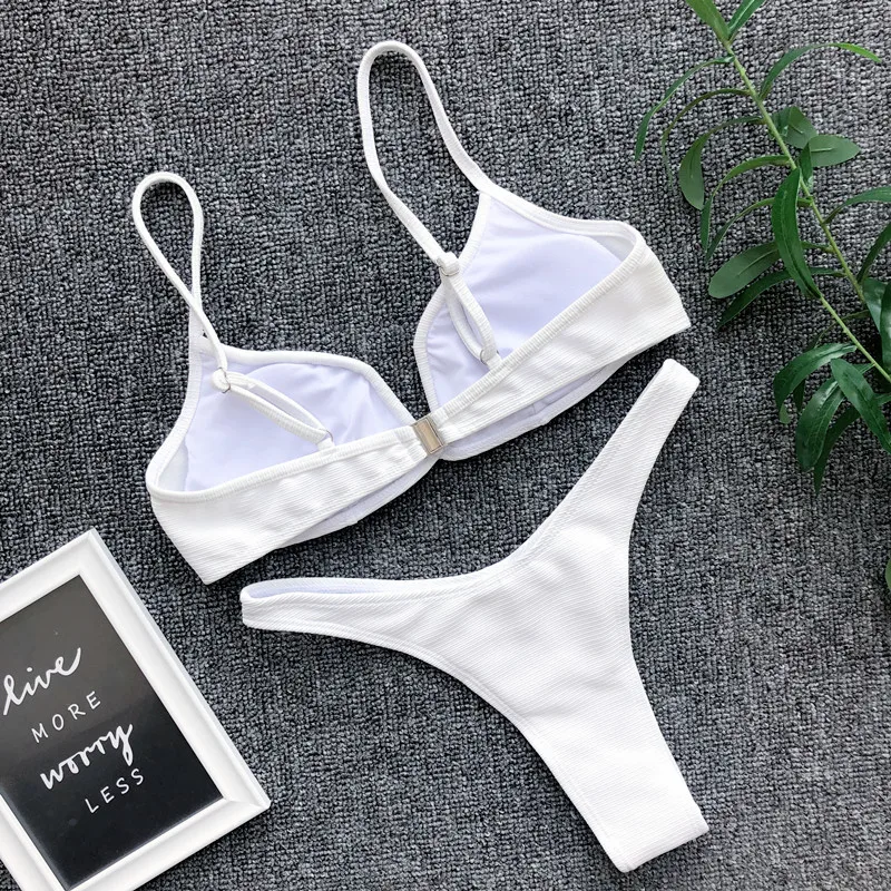 women summer swimsuit sexy bikini swimwear triangle retro thong bikinis set push up string monokini mujer biquinis feminino 2020