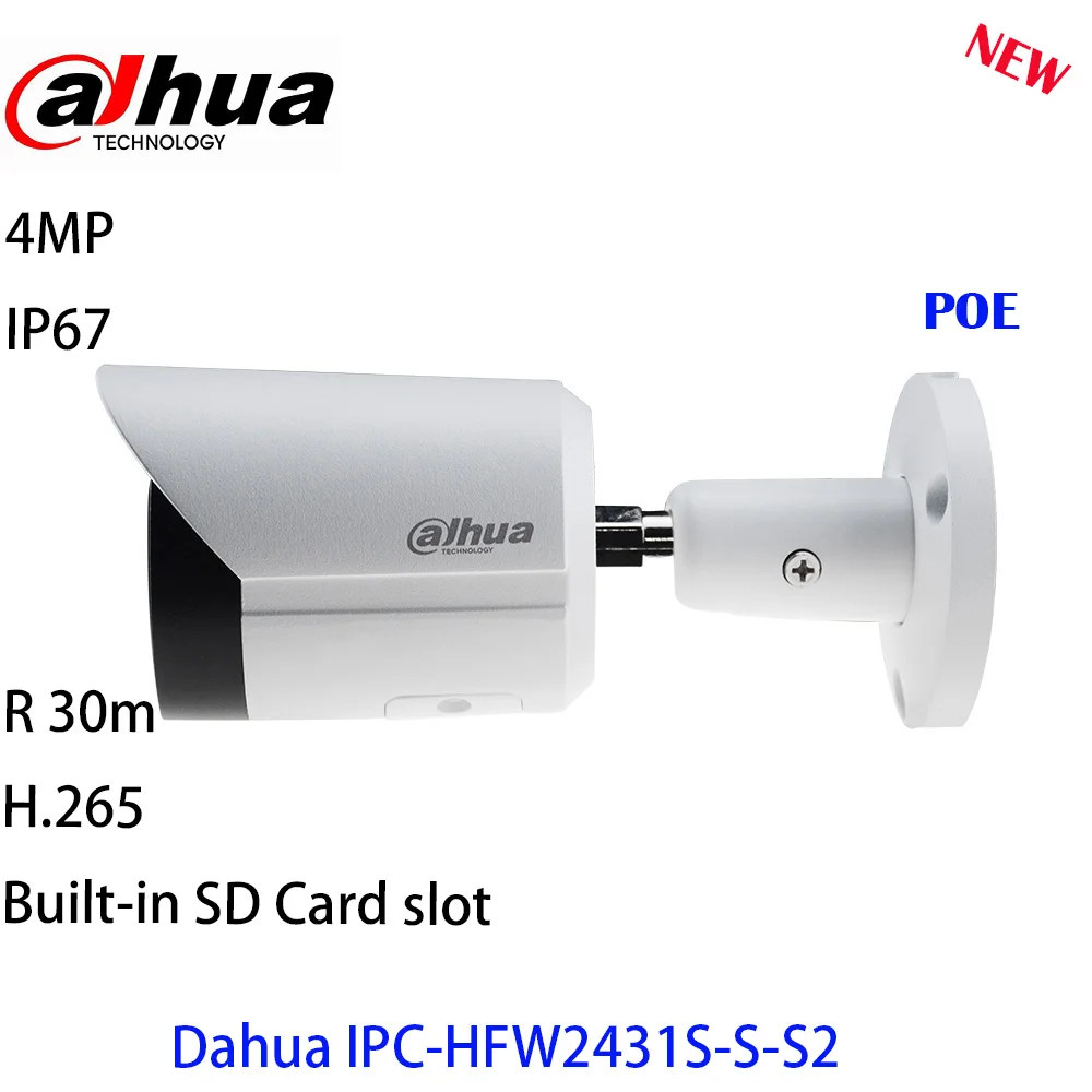 Dahua IP Camera IPC-HFW2431S-S-S2 4mp camera Starlight POE SD Card Slot Audio Alarm H.265+ 60M IR IVS IP67
Dahua IP Camera IPC-HFW2431S-S-S2 4mp camera Starlight POE SD Card Slot Audio Alarm H.265+ 60M IR IVS IP67