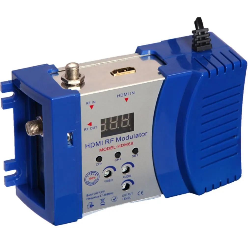 HDM68 Modulator Digital RF HDMI Modulator AV to RF Converter VHF UHF PAL/NTSC Standard Portable Modulator for AU Blue
HDM68 Modulator Digital RF HDMI Modulator AV to RF Converter VHF UHF PAL/NTSC Standard Portable Modulator for AU Blue