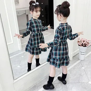 2020 Autumn plaid Children Dress spring Girls Pattern Pocket Long-Sleeve Dress For 3-10Y teenage Cotton Clothes Kids Dress
2020 Autumn plaid Children Dress spring Girls Pattern Pocket Long-Sleeve Dress For 3-10Y teenage Cotton Clothes Kids Dress