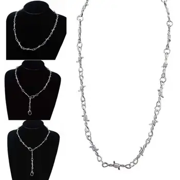 Punk Style Thorns Choker Necklace Chain Streetwear Barbed Wire Brambles Flame Pendant Necklace Jewelry Can Be Trousers Chain 
Punk Style Thorns Choker Necklace Chain Streetwear Barbed Wire Brambles Flame Pendant Necklace Jewelry Can Be Trousers Chain