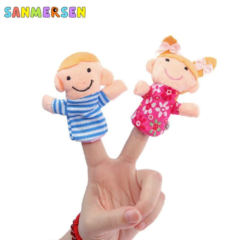 6pcs family finger puppets set mini plush baby toy boys girls