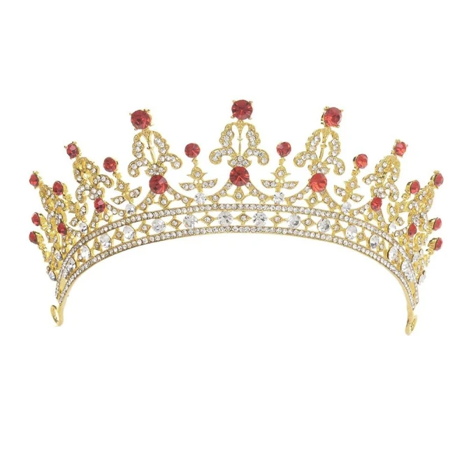 Luxury Wedding Bridal Crystal Tiara Crowns Princess Queen Pageant Prom Rhinestone Veil Headband Hair Accessory Red | Украшения и