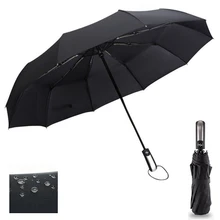 Resistente ao vento três dobrável guarda-chuva automático chuva feminino auto luxo grande guarda-chuvas à prova de vento men frame windproof 10 k parasol(China)