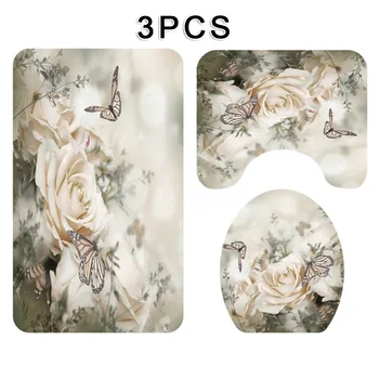 3pcs/4pcs Waterproof Bathroom Pedestal Rug Lid Toilet Cover Shower Curtain Bath Mat Set Roses Butterfly Flower
3pcs/4pcs Waterproof Bathroom Pedestal Rug Lid Toilet Cover Shower Curtain Bath Mat Set Roses Butterfly Flower