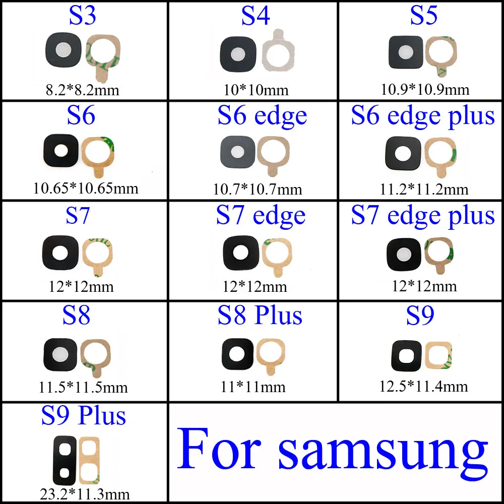 

YuXi Back Rear Camera Glass Lens Cover Ring with Sticker Glue for samsung Galaxy S3 S4 S5 S6 edge + S7 edge S8 s8plus S9 plus