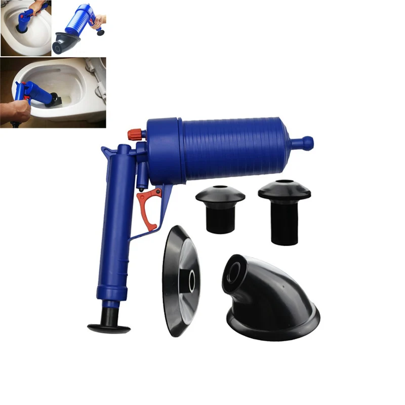 Hot Air Power Drain Blaster gun High Pressure Powerful Manual sink Plunger Opener cleaner pump for Toilets showers bathroom |