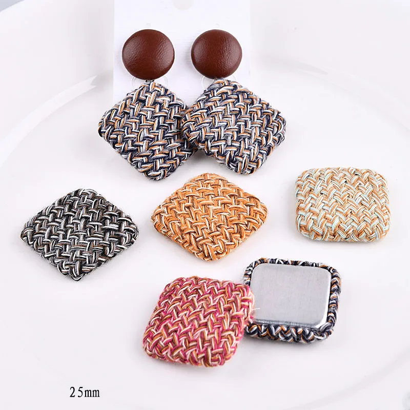 Фото South Korea all-match cotton cloth square button accessories DIY Earrings Brooch hair rope bag material | Украшения и аксессуары