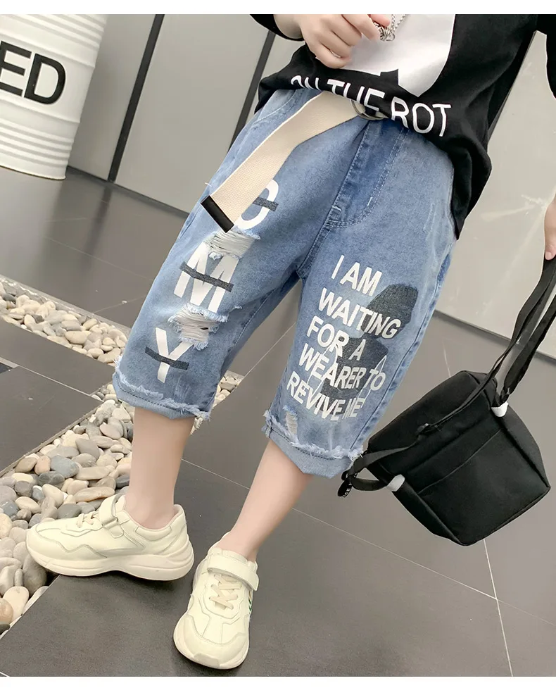 Boys Printed-Pattern Denim Shorts