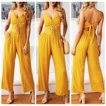 2020 SS Women's Strap Sleeveless Jumpsuit Polka Dot Wide Leg Romper Ladies Casual Slim Playsuit Holiday Party Wear Summer
2020 SS Women's Strap Sleeveless Jumpsuit Polka Dot Wide Leg Romper Ladies Casual Slim Playsuit Holiday Party Wear Summer