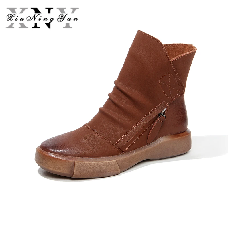 Xiuningyan Women's Ankle Boots Soft Leather Martin Boots Handmade Round Toe Zipper Boots Woman Vintage Fashion Botas Mujer 2020
Xiuningyan Women's Ankle Boots Soft Leather Martin Boots Handmade Round Toe Zipper Boots Woman Vintage Fashion Botas Mujer 2020