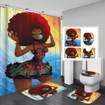 4pcs/set African Fashion Girl Print Shower Curtain Carpet Set Toilet Cover Bath Mat Cushion Cover Bathroom Curtain With 12 Hook
4pcs/set African Fashion Girl Print Shower Curtain Carpet Set Toilet Cover Bath Mat Cushion Cover Bathroom Curtain With 12 Hook