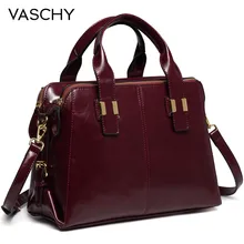 Bolso de mano de cuero de patente VASCHY para mujer bolso de mano de la manija superior de moda bolso de mano de trabajo con Triple compartimentos maletín(China)