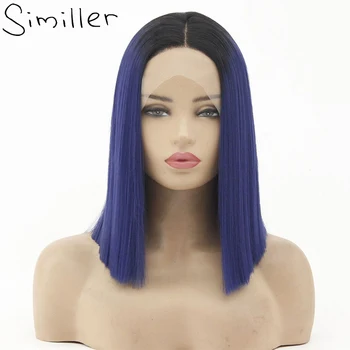 Similler Black Roots Ombre Blue Red Short Straight Bob Synthetic Lace Front Wig For Women High Temperature Fiber Middle Part
Similler Black Roots Ombre Blue Red Short Straight Bob Synthetic Lace Front Wig For Women High Temperature Fiber Middle Part