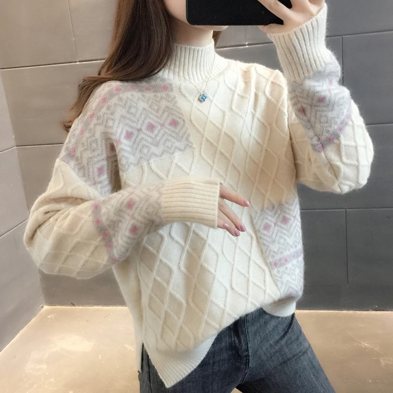 Women Sweater 2022 New Arrival Autumn And Winter Geometry Female Knitted Pullover Korean Style Hot Sale Blue Gray A97
Women Sweater 2022 New Arrival Autumn And Winter Geometry Female Knitted Pullover Korean Style Hot Sale Blue Gray A97