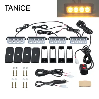 TANiCE 4Pcs 12V Flashing Light With Mounting Bracket Kit Waterproof Vibration Resistant 4 LED Amber Strobe Flashing Grille Light
TANiCE 4Pcs 12V Flashing Light With Mounting Bracket Kit Waterproof Vibration Resistant 4 LED Amber Strobe Flashing Grille Light