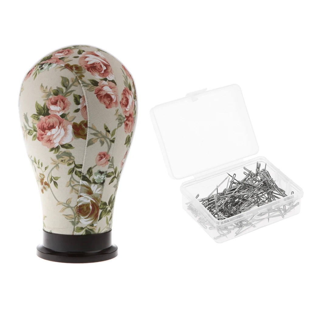 22'' Flower Canvas Mannequin Head 100pcs 35mm T-pins For Wigs Making Hats 22'' Flower Canvas Mannequin Head 100pcs 35mm T-pins For Wigs Making Hats