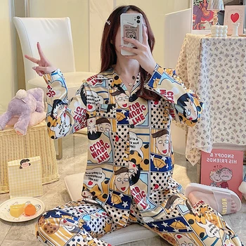 Sleepwear Women's pajamas Nightwear robe sets Set Long Sleeve Pajamas set home clothes for women sleeping shirt Home wear
Sleepwear Women's pajamas Nightwear robe sets Set Long Sleeve Pajamas set home clothes for women sleeping shirt Home wear