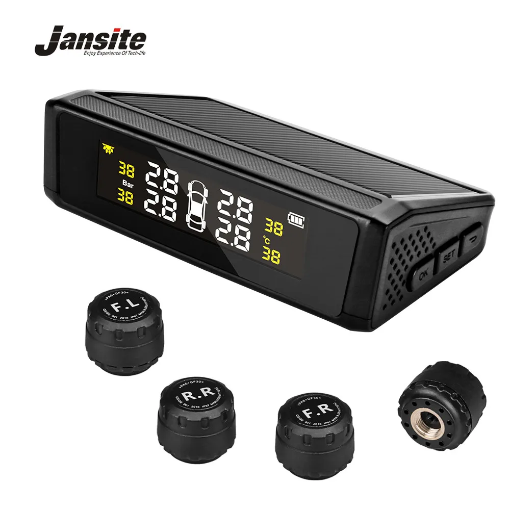 Jansite TPMS Wireless Car Tire Pressure Monitoring Intelligent System Solar Power charge LED Display 4 External Internal Sensors
Jansite TPMS Wireless Car Tire Pressure Monitoring Intelligent System Solar Power charge LED Display 4 External Internal Sensors