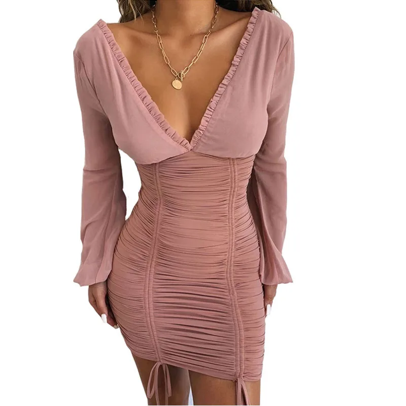 BKMGC Sexy Mini Bandage Dress Pink Backless Ruched Wrap Bodycon Party Club Deep V-neck Long Puff Sleeve Openwork Mesh Dress
BKMGC Sexy Mini Bandage Dress Pink Backless Ruched Wrap Bodycon Party Club Deep V-neck Long Puff Sleeve Openwork Mesh Dress