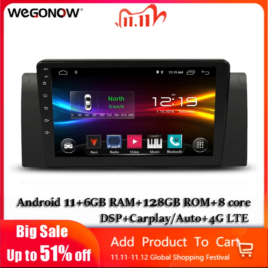 DSP Android 11.0 8 Core 6GB 128GB Car DVD Player GPS navigation WIFI BT TPMS carplay RDS Radio For BMW E39 X5 E53 M5 Range Rover |