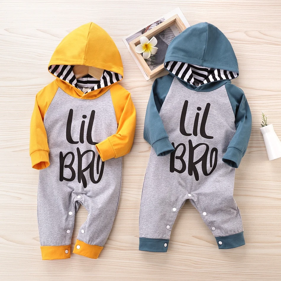 Unilovers 2020 New Arrival Autumn and Winter Baby LIL BRO Letter Striped Hooded Jumpsuit Baby Boy casual Letter Jumpsuits Baby Unilovers 2020 New Arrival Autumn and Winter Baby LIL BRO Letter Striped Hooded Jumpsuit Baby Boy casual Letter Jumpsuits Baby