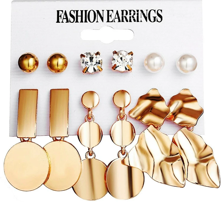 Fashion Geometric Gold Color Stud Earrings Set For Women Girls Metal Elephant Moon Letter Earring Handmade Female Jewelry
Fashion Geometric Gold Color Stud Earrings Set For Women Girls Metal Elephant Moon Letter Earring Handmade Female Jewelry