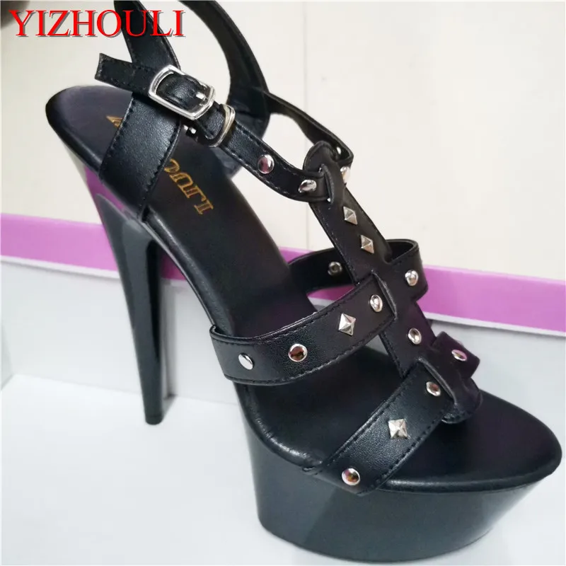 

women's shoes sexy sandals fashion punk rivet 15cm high-heeled shoes 6 inch Stiletto With clubbing high heels