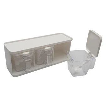 3 Grids With Handle Container Cooking Condiment Jar Seasoning Box Spoon Transparent Desktop Kitchen Spices Storage Herb With Lid 
3 Grids With Handle Container Cooking Condiment Jar Seasoning Box Spoon Transparent Desktop Kitchen Spices Storage Herb With Lid