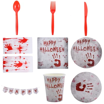 1 Set of Bloody Table Set Party Decor Halloween Tableware Bloody Handprint Set Bloody Tableware for Party KTV Home Bar
1 Set of Bloody Table Set Party Decor Halloween Tableware Bloody Handprint Set Bloody Tableware for Party KTV Home Bar