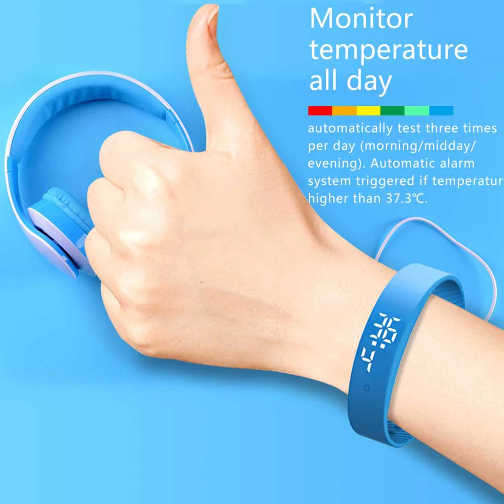 Temperature Measuring Smart Bracelet Fever Monitor Health Fitness Smart watch LED Display Digital Watch for Men Women Kids
Temperature Measuring Smart Bracelet Fever Monitor Health Fitness Smart watch LED Display Digital Watch for Men Women Kids