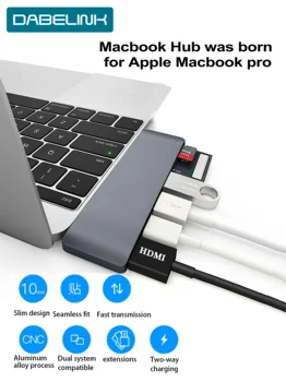 USB C Hub 6-in-1 USB 3.0 Type C Hub Adapter Dongle Compatible For 2016 2017 MacBook Pro Thunderbolt 3, USB-C Data
USB C Hub 6-in-1 USB 3.0 Type C Hub Adapter Dongle Compatible For 2016 2017 MacBook Pro Thunderbolt 3, USB-C Data